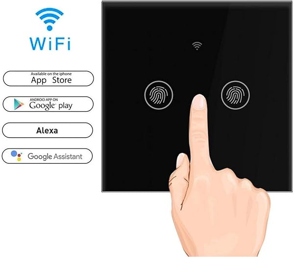 Zerodis Drahtloser Fernschalter WiFi Smart Timing Switch Touch Switch Panel Fernbedienung von Mobile App Alexa Google Gert 1 Gang2 rode  Balck