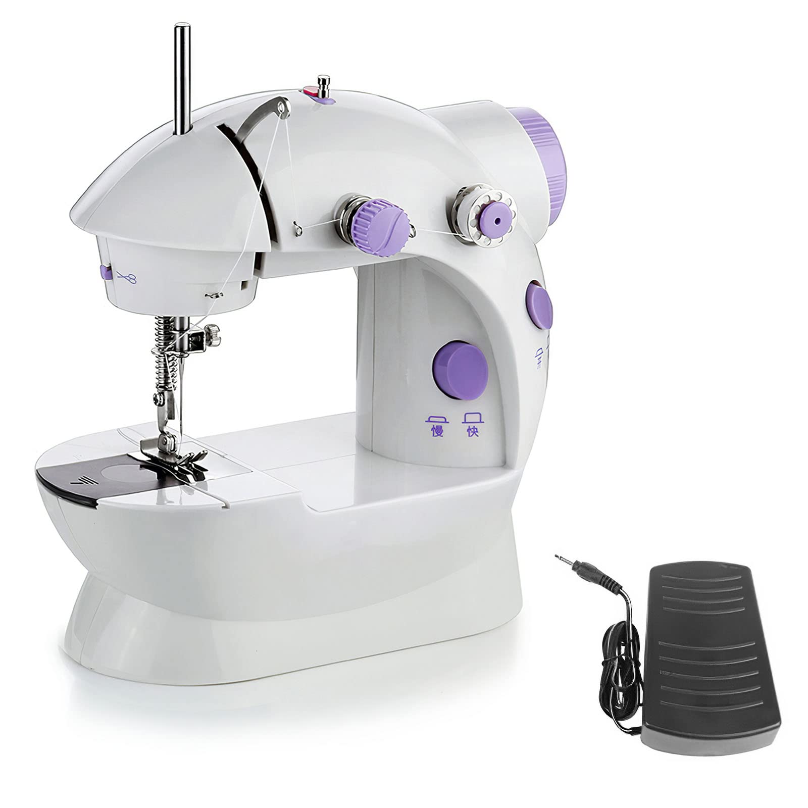 Mini Sewing Machine, Home Sewing Machine Adult Beginner Sewing Machine Lightweight Electric Sewing Machine Small Sewing Machine with Adjustable Diy Pedal and Light for Home