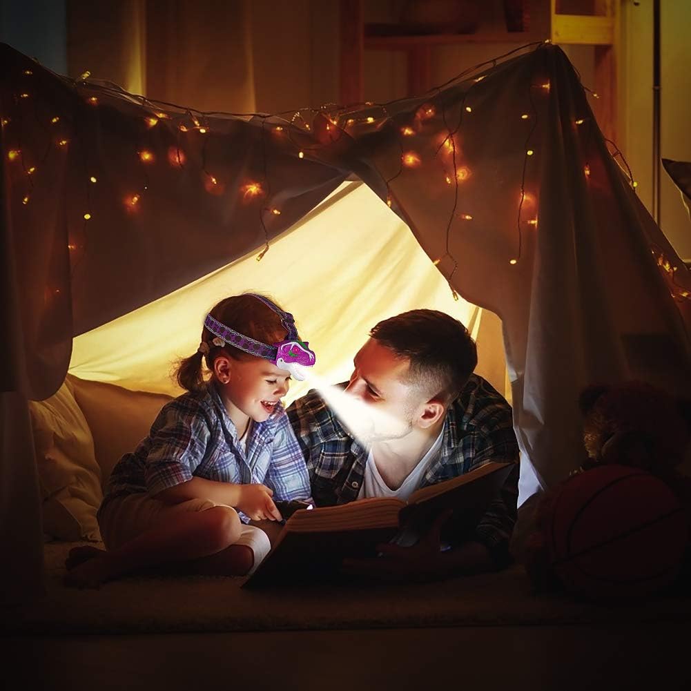 Kids Head Torch T-Rex Headlamp LED Headlight Dinosaur Toys LED Headlamp Flashlight for Kids Realistic Dino Roar Sounds 3 Modes Helmet Light for Reading Running Camping Hiking Fishing - Image 3