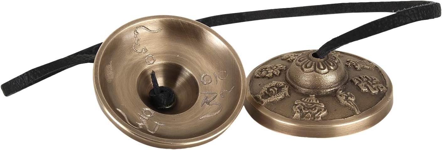 'Zap Impex Tingsha Tibetan Style Meditation Bell 2.1 8 Lucky Symbols Embossed, Bronze - Image 4