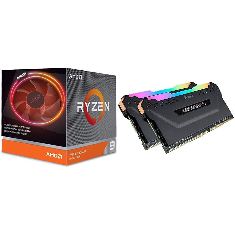 AMD Ryzen 9 3900X 12-core, 24-thread unlocked desktop processor with Wraith Prism LED Cooler & Corsa