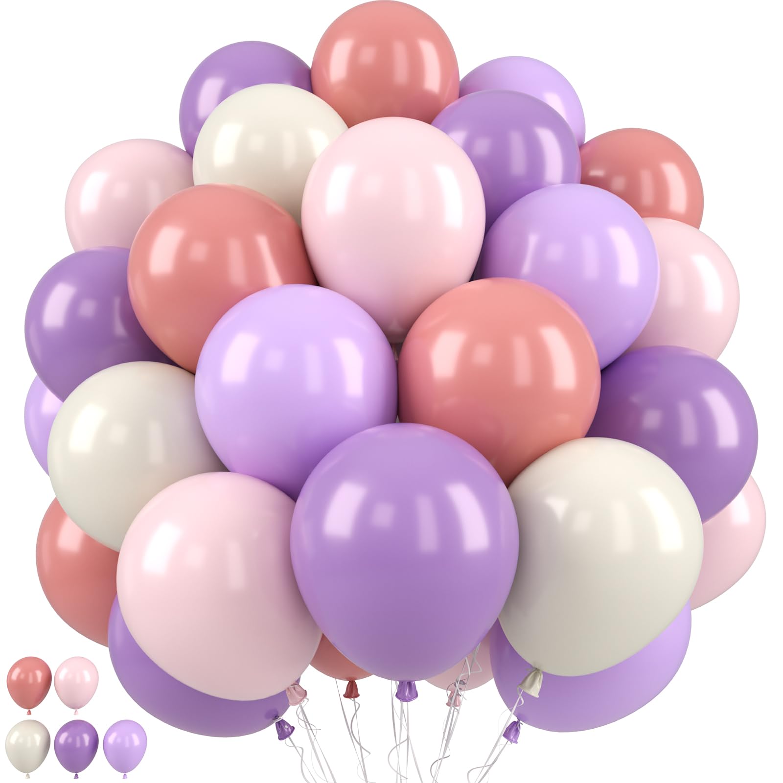 Pink and Purple Balloons, Purple Macaron Pink White Balloons, Retro Pink Ivory Balloon for Girls Woman Birthday Baby Shower Party Wedding Bridal Shower Anniversary Decorations Supplies