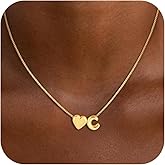 Decholly Easter Gifts for Kids Teen Girls Women - 14K Gold Plated Dainty Heart A-Z Initial Letter Necklace Teen Girls Gifts Trendy Stuff Birthday Gift for 5 6 7 8 9 10 Year Old Girls Gift