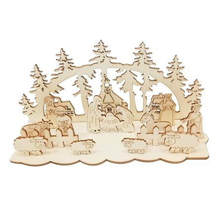 Supvox 3 Set Ornamenti Natalizi In Legno Fai Da Te Presepi