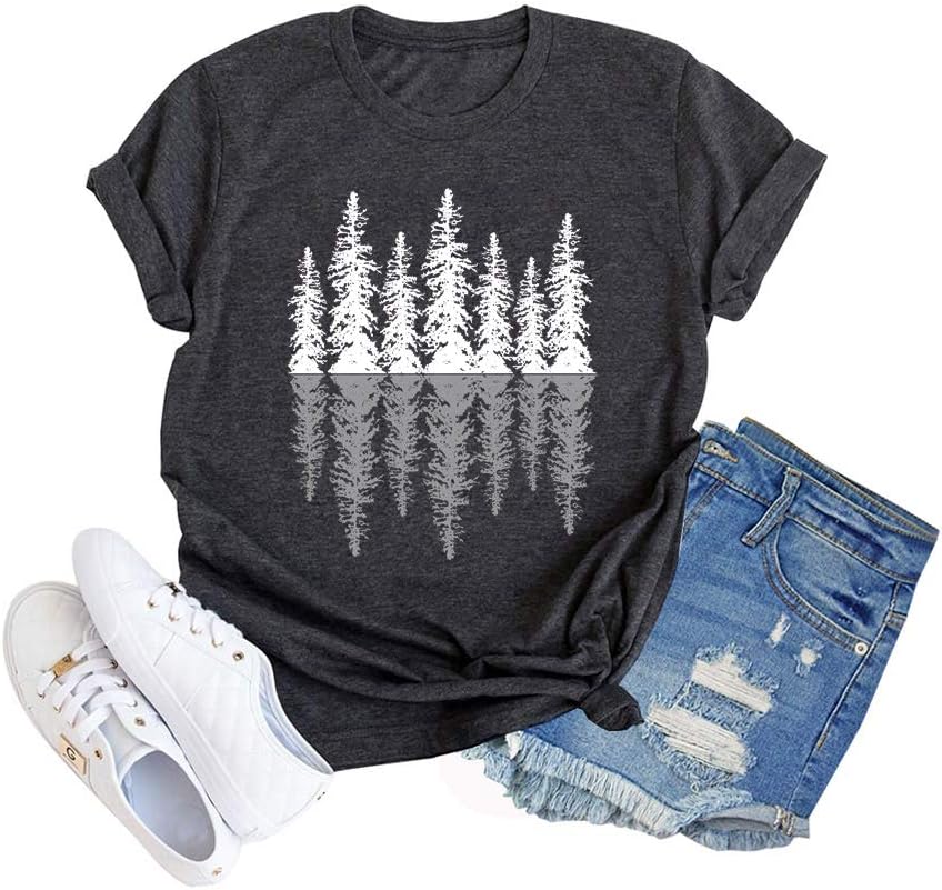 GEMLON Upside Down Graphic Shirt Novelty T Shirts for Women Summer Casual Tee