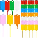 LeonBach 70 PCS Plastic Shipping Tags,1.46" x 2.48", Waterproof Labels Writable Hanging Tags with Sealing Strap,Shipping Cable Tie Plastic Tag Label for Keys Luggage Logistic Retail Inventory