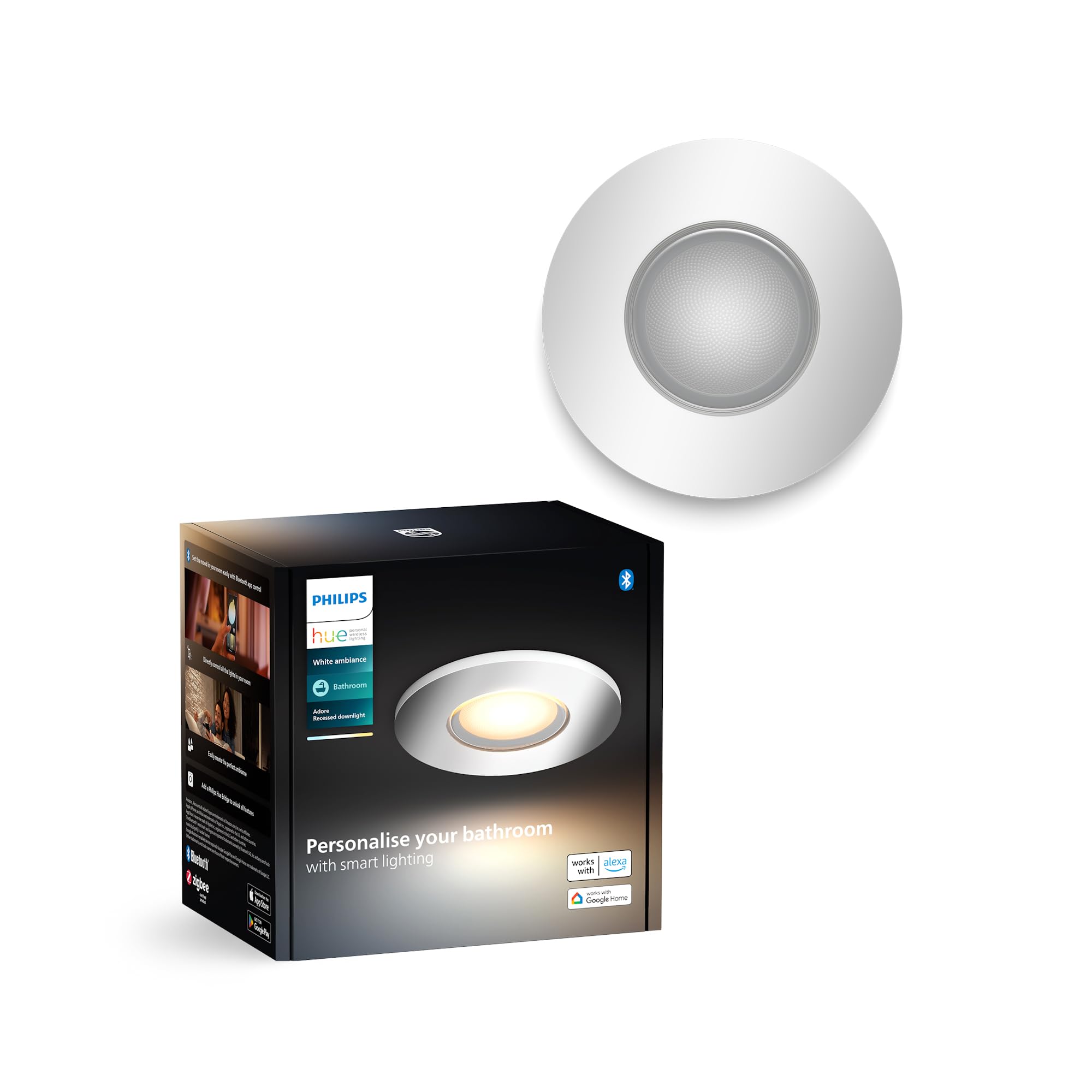 Philips Hue White Ambiance Adore recessed Spot, 1 Pack, Round, Aluminium, New Generation