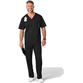 WINK WonderWORK Men's V-Neck Scrub Top | 3-Pocket V-Neck Scrub Top, 360 degree motion stretch flexible fit, Two large front patch pockets