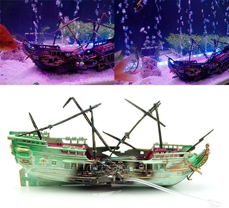 Amazon Com Lemoning Aquarium Large Broken Boat Shape Fish