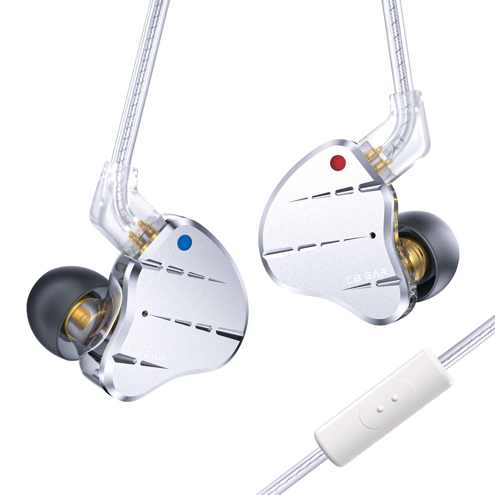 KINBOOFI KBEAR KS10 Ear Monitors Headphone, Professional Wired Earbuds Earphone, HiFi KBEAR in Ear Monitor Headphone Musician Headset IEM Headphone with Detachable 2 Pin Cable(Silver, with mic)