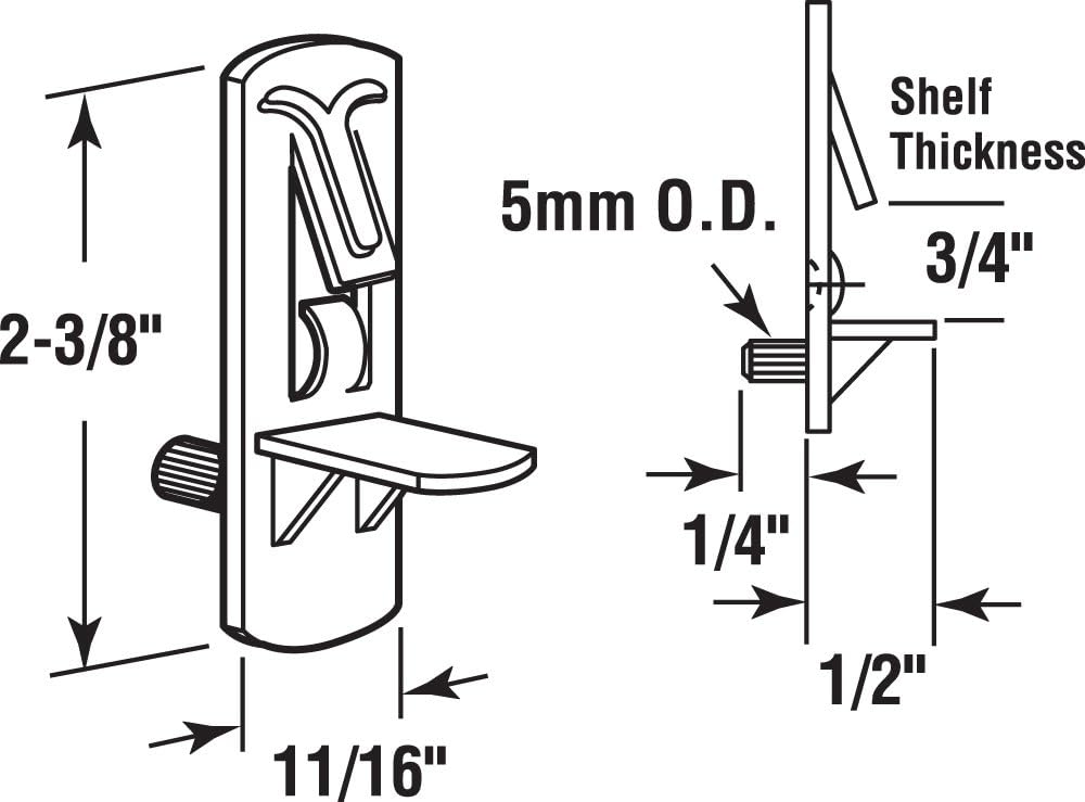 Slide-Co 243423 Peg, Clear, Pack of 6 – Self-Locking, Fits 1/4-Inch Diameter Hole & 3/4-Inch Easy Installation, Wooden Shelf Support Bracket, 1/4" Thickness: 3/4": Home Improvement