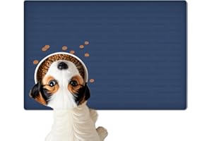 LOGIFTVE Large Silicone Dog Food Mat, 24''x16'' Waterproof Pet Feeding Mat with Raised Edges, Non-Slip Dog Bowl Mat for Floors, Easy Clean Pet Water Mat for Food and Water (Dark Blue)