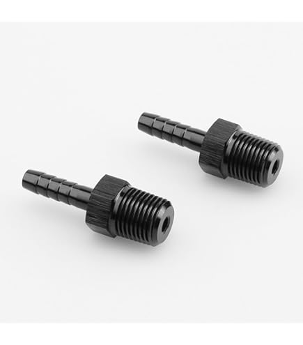 110495: NPT To Hose Barb Fitting | 1/2 In. NPT Male To 5/8 In. I.D. Hose | 90-Degree Hose Barb | Aluminum | Black Anodized Finish | Sold Individually - Foto 3