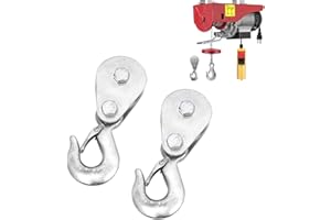 Tylulikaty Pulley Hook (1Tons/2,200 LBS) Snatch Block with Hook Heavy Duty Pulley Lifting Block Hoist with Hook for 3/8 inch Cable High Strength Steel Single Wheel Rope Bearing Winch Block （2 pcs）