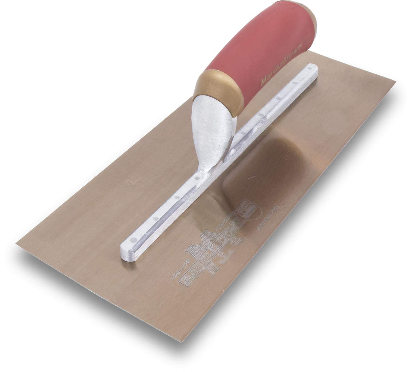 MARSHALLTOWN PermaShape Plasterers Finishing Trowel, Broken-in Golden Stainless Steel 330 x 127mm Blade, DuraSoft Handle, PB13GSD
