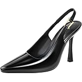 Ankis Slingback Kitten Heels for Women 3.9in Closed Pointed Toe High Heel Wedding Party Dress Shoes Women's Pumps
