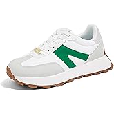 LUCKY STEP Women's Platform Fashion Sneakers Retro Classic Trainers Casual Lace-up Stylish Tennis Running Walking Shoes