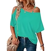 LEIYEE Womens Summer Black Cold Off Shoulder Tops 2026 Sexy Casual Cute Short Sleeve Loose Fit T Shirts Blouse
