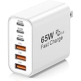 USB C Charger Block,65W 6-Port USBC Charging Block,Wall Charger iPhone Charger Fast Charging,Multiport Type C PD+QC Power Plu