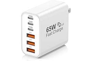 USB C Charger Block,65W 6-Port USBC Charging Block,Wall Charger iPhone Charger Fast Charging,Multiport Type C PD+QC Power Plu