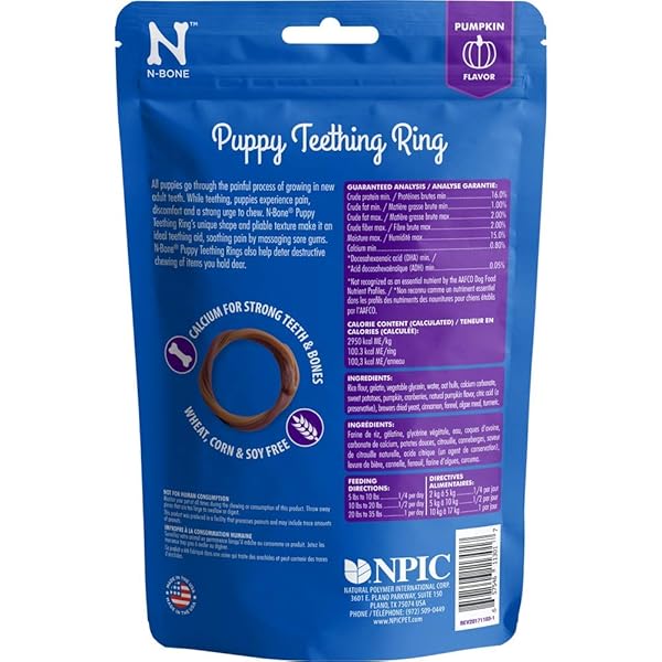 N-BONE PUPPY TEETHING RING PUMPKIN FLAVOR, 3.6 OZ, 3 RINGS