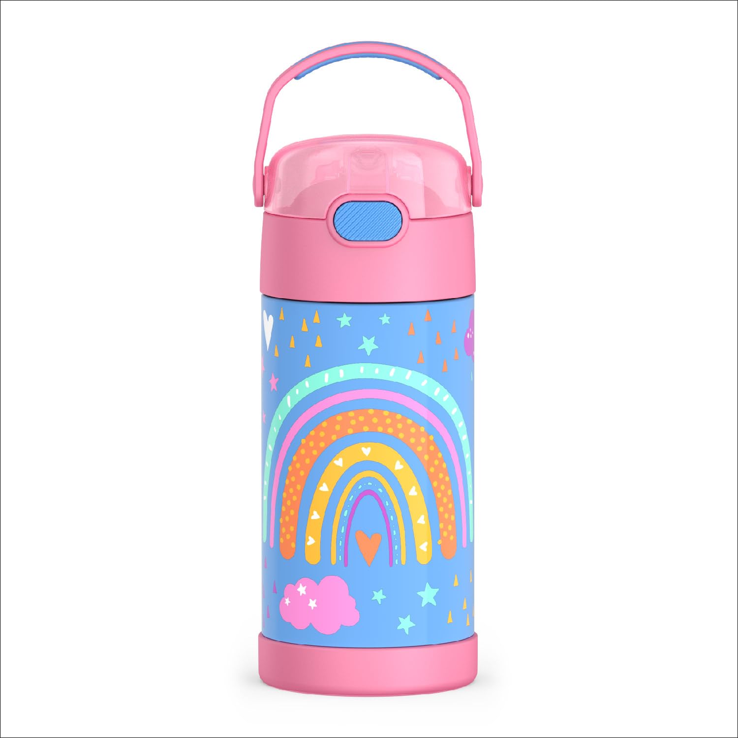 Photo 1 of THERMOS FUNTAINER Water Bottle with Straw - 12 Ounce - Kids Stainless Steel Vacuum Insulated Water Bottle with Lid, Rainbow Dreams