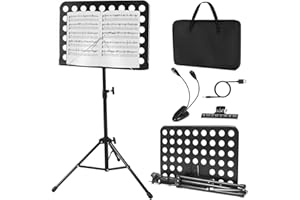 lotmusic Sheet Music Stand, Portable Music Stand, Foldable and Height-Adjustable Music Stand with Bag, Sheet Music Clip, Ligh