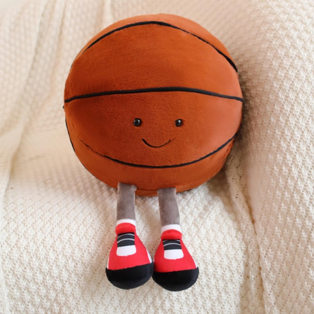 OUKEYI 11.8 "/30cm Basketball Plush Pillow, Soft Football Shaped Plush Pillow,Basketball/Football Plush Toy Sport Theme Plushie Soccer Stuffed Toys (Basketball)