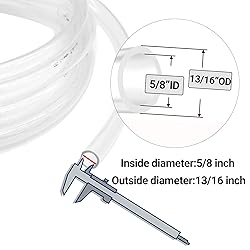 Clear Vinyl Tubing 5/8" ID × 13/16" OD -10 Ft