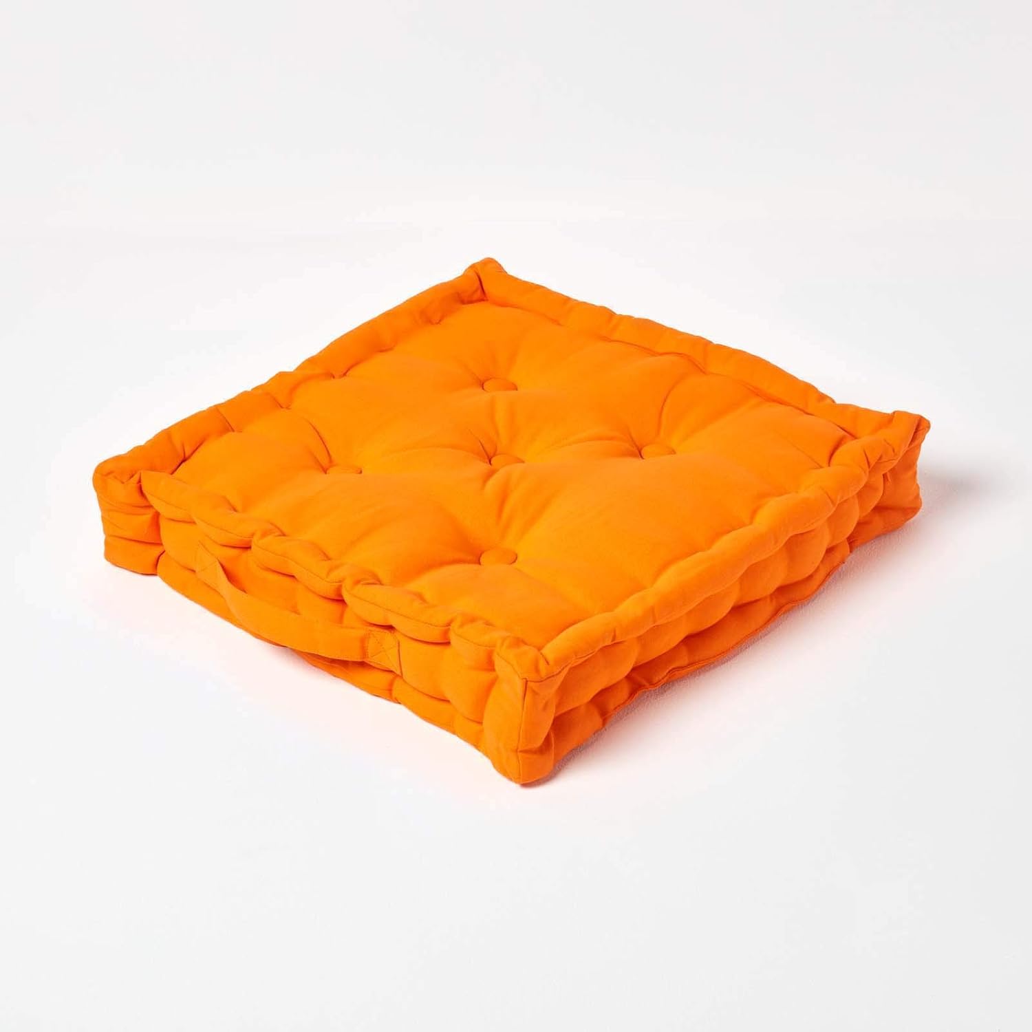 HOMESCAPES Plain Orange 100 Cotton Large Floor Cushion Bright