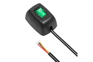 OELFFOW 1Pack Green LED Inline Cord Switch KCD1 6A-250V 16A-125V Toggle Switch SPST 2-Position On-Off Unilateral Wiring Switch with 4 Wire Clamps