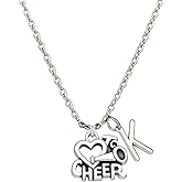 "Love to Cheer" Necklace with Initial Charm – Personalized Cheer Jewelry Gift, Stainless Steel Pendant, Non-Tarnish Chain for Teams, and Cheerleaders