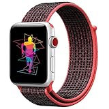 INTENY Sport Band Compatible with Apple Watch 40mm, Soft Lightweight Breathable Nylon Sport Loop, Strap Replacement for iWatch Series 4 (Red Black, 40mm)