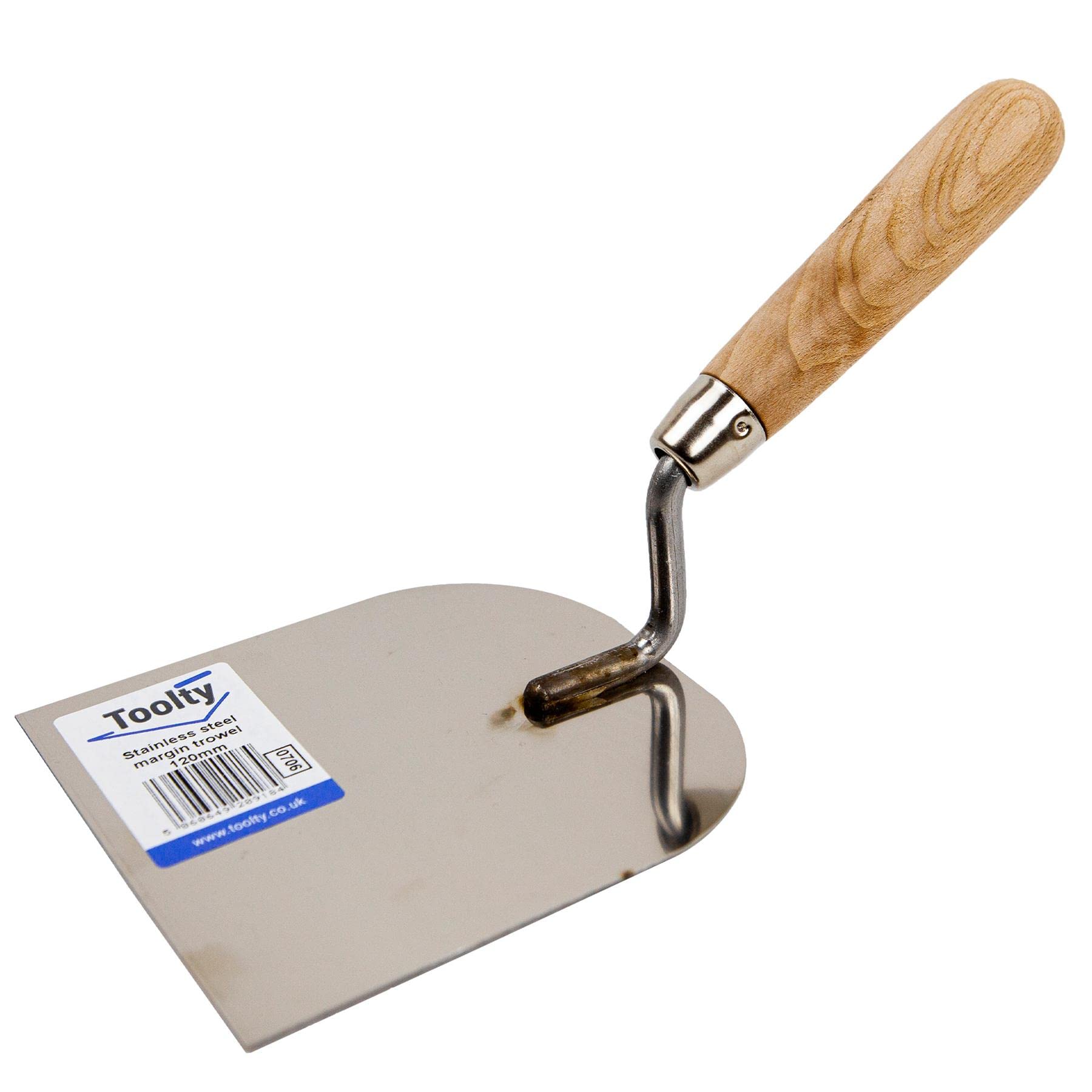 Toolty Stainless Steel Stucco Trowel, Plastering Trowel - 120mm - for Brickwork and Plastering - Wooden Handle - DIY - TLTY-0706 โ image 1