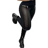 DAOAO Faux Leather Leggings for Women Pleather Pant Elastic Mid Waisted Stretchy Patch Zip Tights