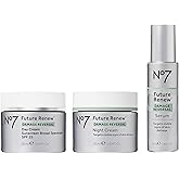 No7 Future Renew Damage Reversal Skincare Set - Anti Aging Face Serum (.33 Fl Oz), Day Cream with SPF 25 (1.69 Fl Oz) &amp; Night Cream (1.69 Fl Oz) - Reverses Visible Signs of Sun Damage - 3-Piece Set
