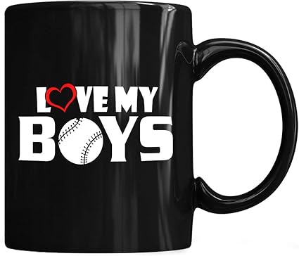 Amazon Co Jp Love My Boys Mug Mom Dad ベースボールマグ ベースボールコーヒーマグカップ 11オンス ギフト ブラック ティーカップ ホーム キッチン