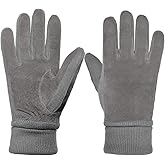 Harssidanzar Womens Winter Suede Gloves Thermal Wool Fleece Lined Outdoor Warmth SL024US