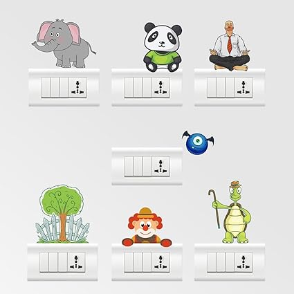 Rawpockets Color Switch Board Combo No.24 Wall Sticker (PVC Vinyl, 15 cm x 15cm, Set of 7)