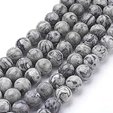 DanLingJewelry Approx 200Pcs Natural Picasso Jasper Beads 8mm Gemstone Round Loose Beads for Jewelry Making