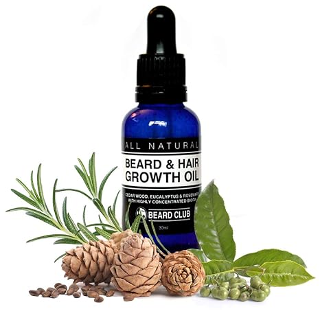 Olio Per Favorire La Crescita Di Barba E Capelli 30ml Con Biotina Altamente Concentrata Al Profumo Di Legno Di Cedro Eucalipto E Rosmarino La