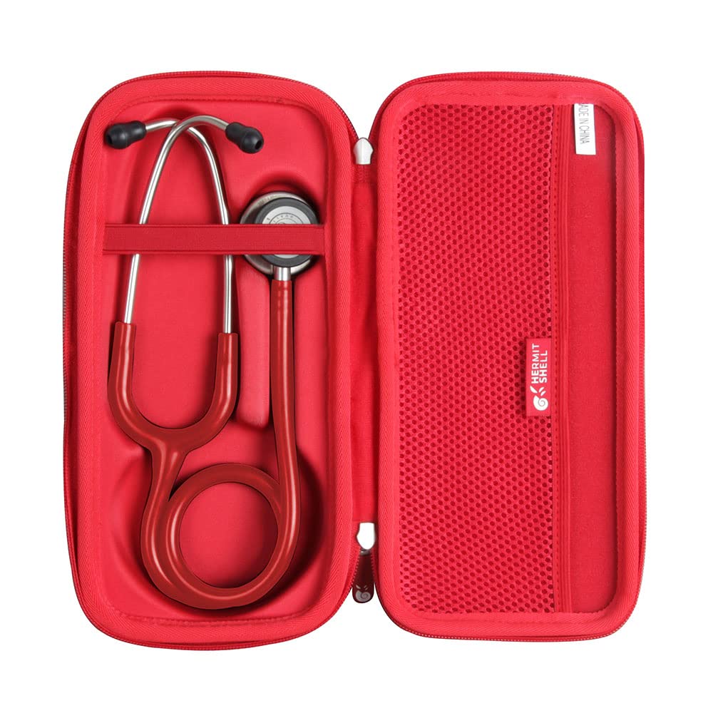 Hard Travel Case for 3M Littmann Classic III Monitoring Stethoscope by Hermitshell (Red)