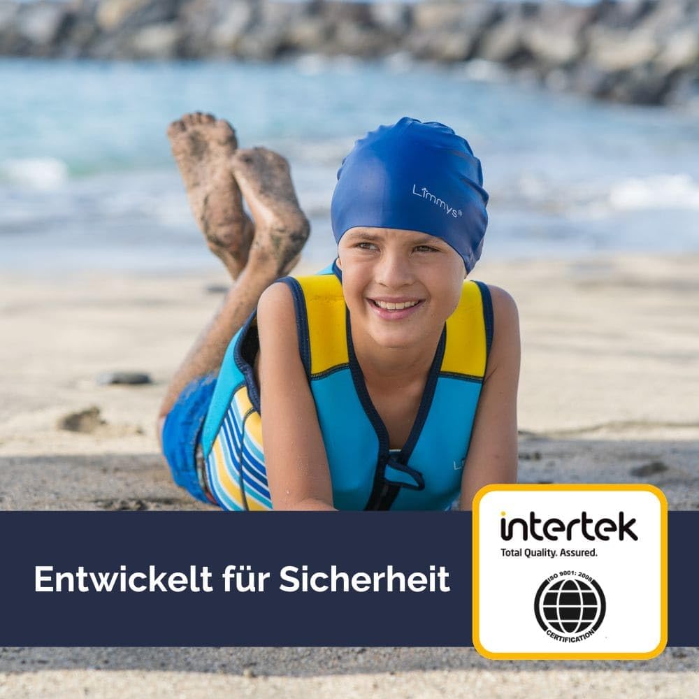 Limmys Schwimmweste für Kinder – Schwimmhilfe mit verstellbarem Auftrieb, Testsieger bei Vergleich.de, weicher Neopren-Komfort, sichere und robuste Verarbeitung, mit Transportbeutel 4