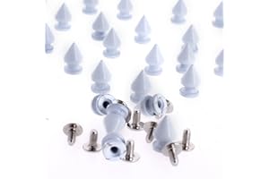 RUBYCA 12MM 100 Sets Metal Tree Spikes and Studs Metallic Screw-Back for DIY Punk Leather-craft White