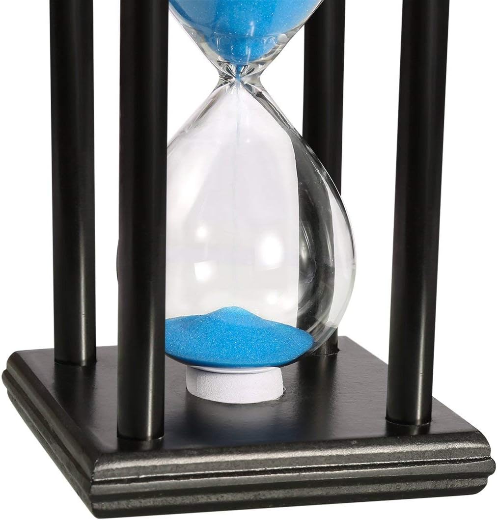 GZFTM 60 Minute Hourglass, Wooden Black Stand Hourglass Sand Timer ...