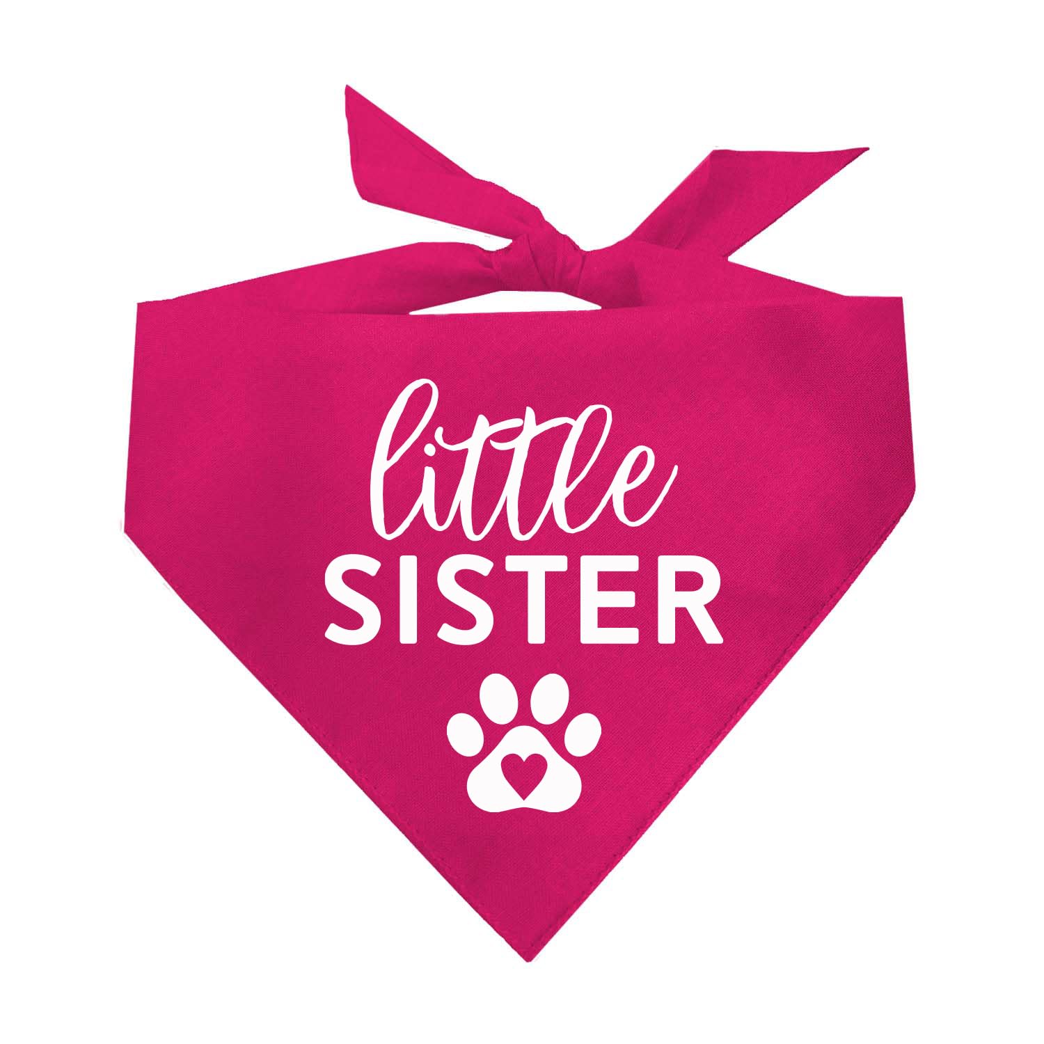 Tees & Tails| Little Sister Heart Paw Matching Family Triangle Dog Bandana for Dogs (Assorted Colors)