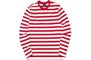 Zengjo Men's Casual Cotton Spandex Striped Crewneck Long-Sleeve T-Shirt Basic Pullover Stripe tee Shirt