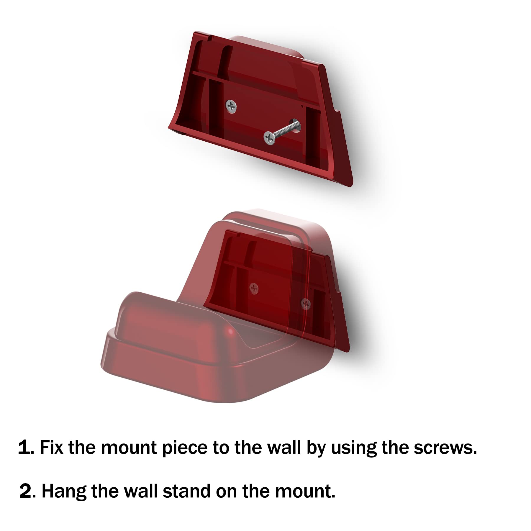 PlayVital Universal Game Controller Wall Mount for ps5 & Headset, Wall Stand for Xbox Series Controller, Wall Holder for Nintendo Switch Pro, Dedicated Console Hanger Mode for ps5 - Scarlet Red