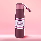 Juicy Couture Luxe Loop Varsity Logo 17oz Water Bottle with Woven Cord Handle, Burgundy