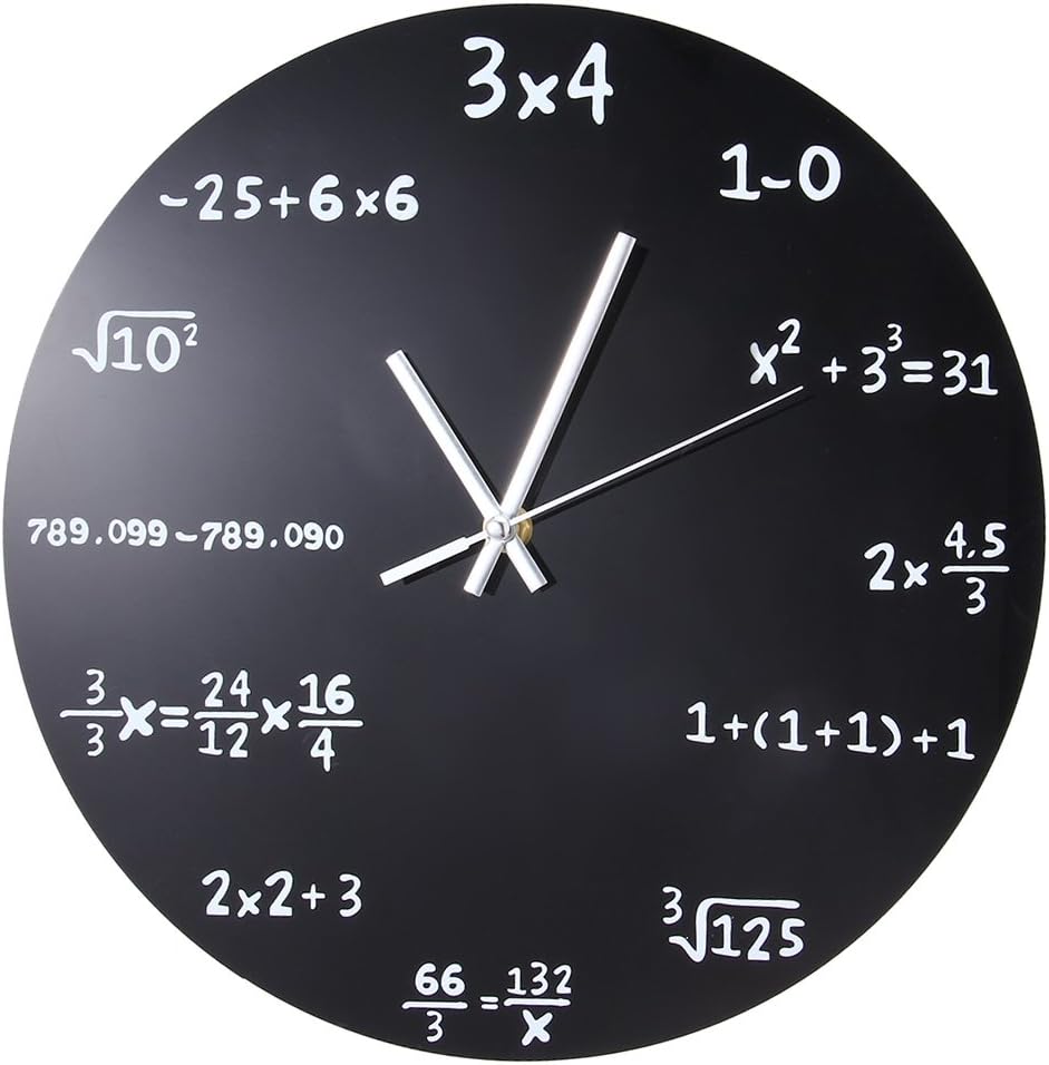 Tini Regner Creative Mathematics Blackboard Clock Black Powder Coated Metal